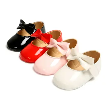 0-18 м Милая обувь для новорожденных девочек, обувь для первых прогулок из искусственной кожи с бантом, обувь для дня рождения