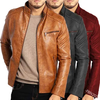 2023New модное европейское и американское мужское пальто из искусственной кожи для подростков со стоячим воротником в стиле панк, мужская мотоциклетная кожаная куртка