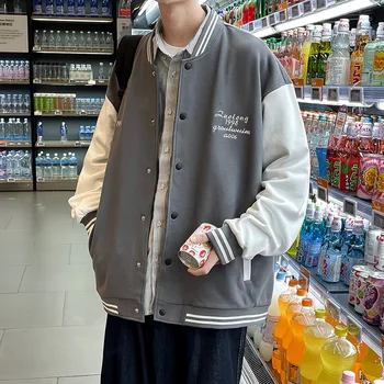 Американская мужская куртка Модного бренда Ins Hong Kong Style С Надписью Бейсбольная куртка Oversize High Street Пальто Весна Осень Унисекс