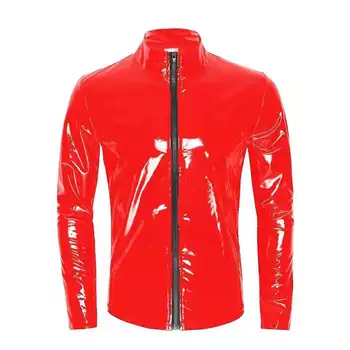 Байкерская красная облегающая эластичная куртка для мужчин и мальчиков