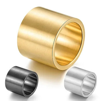 Большое кольцо из матовой титановой стали для мужчин, сверхширокое мужское кольцо матового золотого цвета, кольцо на большой палец, мужские ювелирные изделия 19 мм