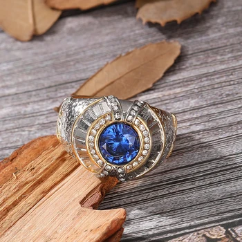 Деловая Властная Мужская мода Роскошные украшения Кольца из натурального синего камня для мужа Обручальное кольцо Подарок на годовщину