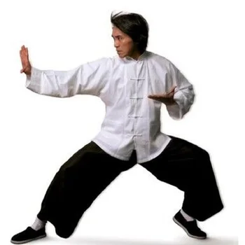 Китайский традиционный Хлопчатобумажный костюм Тан С длинным рукавом, Топ Wu Shu Tai Chi, Рубашка Шаолиньского кунг-фу Вин чун, Костюмы, рубашки для боевых искусств