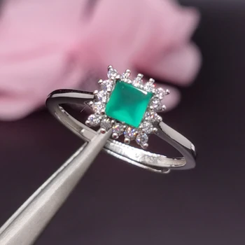 кольцо с натуральным халцедоном 4 мм, твердое серебро 925 пробы, кольцо с зеленым халцедоном для повседневной носки, украшения из серебра 925 пробы с драгоценными камнями