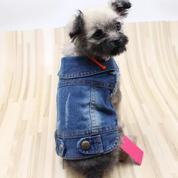 Куртка Bichon Frize, джинсовый жилет в стиле ретро, индивидуальный жилет, весенне-осенняя дизайнерская одежда для собак, одежда для домашних животных