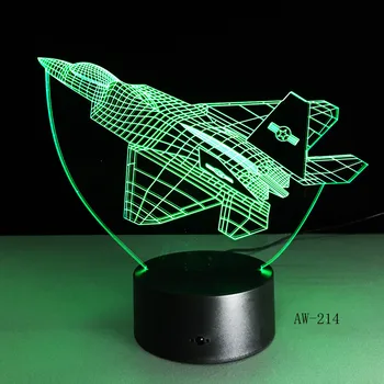 Самолет 3D Led Light Иллюзия Красочный Стол Настольная Лампа Офисный Свет Ночник Домашняя Атмосфера Лампа Прямая Поставка AW-213