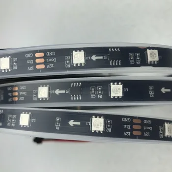 светодиодная цифровая лента 5 м DC12V WS2811 150 светодиодов (10 пикселей / м); водонепроницаемая силиконовая трубка; IP66; ЧЕРНАЯ печатная плата; 3 светодиода в один пиксель