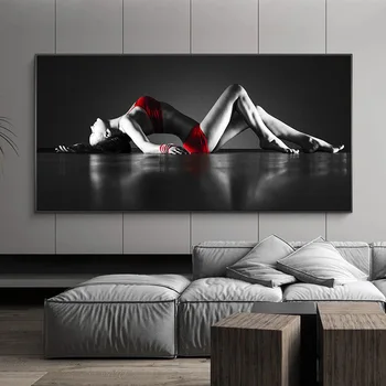 Современный плакат обнаженной натуры Сексуальные спящие женщины Картина на холсте Черно-белое тело Настенные панно на крыльце для декора гостиной Принты