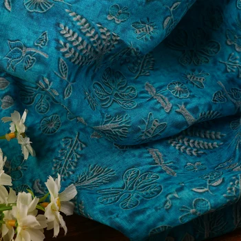 100 * 135 см Классический китайский стиль, чистая хлопчатобумажная ткань ramie, одежда из натурального льна, льняная ткань, Халат, ткань для платья с цветочным принтом.