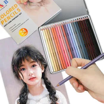 24-цветные карандаши для рисования персонажей, набор грифелей для рисования цветным карандашом, портрет ручной работы, принадлежности для художественной живописи