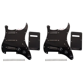 2X Черные 3-слойные звукосниматели Sss с двумя направляющими, предварительно заряженные гитарные Накладные щитки для электрогитары с 11 отверстиями