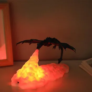 3d Печатная лампа в форме Огнедышащего Дракона, Ночник для детской комнаты, украшение в виде животных, Перезаряжаемые Мягкие фонари для настроения