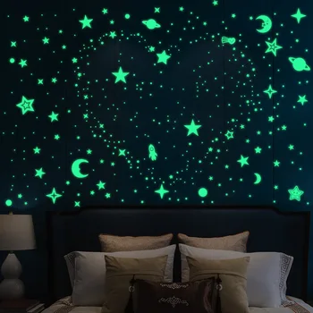 3D Пузырьковые светящиеся звезды, Лунные точки, наклейки на стену для детской комнаты, украшения дома в спальне, светящиеся в темноте, комбинированные наклейки 
