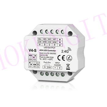 4CH * 3A CV-контроллер 12-24 В постоянного тока с регулировкой яркости V4-S/цветовой температуры/RGB/RGBW 4 в 1 контроллере