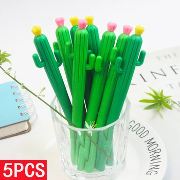 5 шт. /лот Гелевая ручка Cactus для детей, 0,5 мм, черные чернила для письма, школьные канцелярские принадлежности, канцелярские принадлежности для студентов, подарок для детей