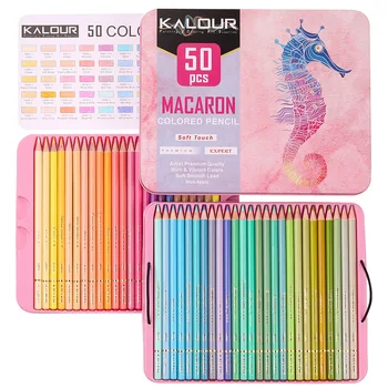 50шт Набор цветных карандашей Macaron Набор мягких пастельных карандашей для рисования Цветные карандаши для школьных эскизов, раскрашивающих художественные принадлежности