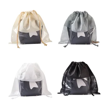 8шт 4 Цвета Пустых нетканых сумок для хранения на шнурке DIY Craft с пластиковым прозрачным окном, тканевые мешочки, сумки для подарочной упаковки