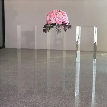 8шт высотой 80 см) Оптовая продажа, индивидуальная прозрачная прямоугольная акриловая подставка для цветов для свадебного украшения AB0013