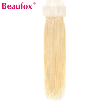 Beaufox 613 Светлые Прямые Волосы Кружевная Застежка 4x4 Предварительно выщипанные Человеческие Волосы С Детскими Волосками Искусственная Шелковая Основа Застежка Remy