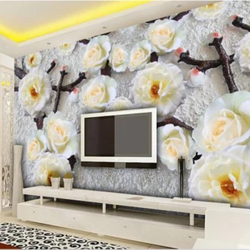beibehang На заказ любого размера 3D Стереоскопический рельефный цветок из нетканого материала Современная гостиная спальня Фон Фреска Фотообои