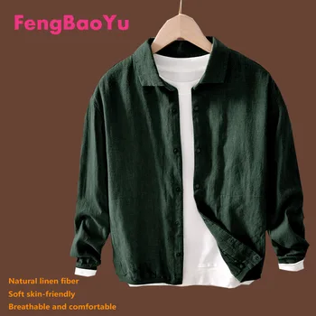 Fengbaoyu Льняное весенне-осеннее пальто из свободного хлопкового льна Удобная дышащая черная хлопчатобумажная льняная куртка Весом 150 кг Бесплатная доставка
