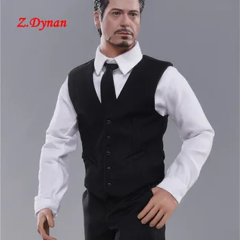 JXTOYS-037 1/6 Солдат-мужчина, Черный жилет в западном стиле, Брюки, Белые рубашки для 12-дюймовой фигурки, Одежда для куклы