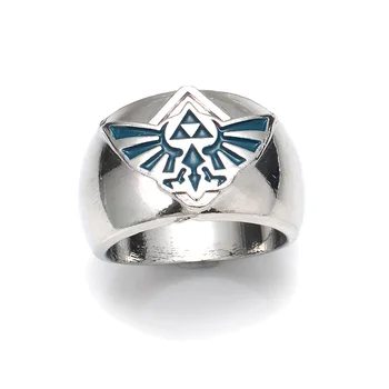 The-Legend-of-Zeldas Triforce Треугольник Знак Бант Кольцо для Мужчин Женщин Синяя Эмаль Кольца На Палец Панк Вечеринка Косплей Ювелирные Изделия Подарки