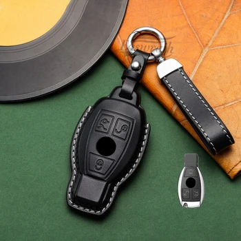Автомобильный Чехол Для ключей Из натуральной Кожи, Чехол-держатель для Mercedes Benz A B C E S Class W204 W205 W212 W213 W176 GLC CLA AMG W177 Key Shell