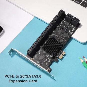 Адаптер контроллера Riser Карта расширения SA3120J PCIE Адаптер с 20 портами 6 Гбит/с PCI-Express X1 на SATA 3.0 Карты контроллера