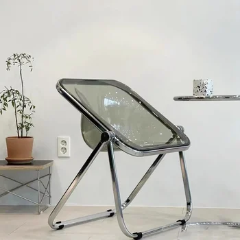 Акриловые Складные Акцентные Обеденные Стулья Nordic Modern Simple Bedroom Chair Офисная Роскошная Мебель Для дома Sillas De Comedor WK50CY