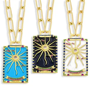 Андралин Таро популярное квадратное ожерелье в стиле ретро хип-хоп панк для мужчин и женщин