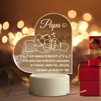 Атмосферный светильник, акриловый светодиодный ночник, прикроватная лампа с сердечком, USB-зарядка на День отца, подарки для папы, подарки на День рождения