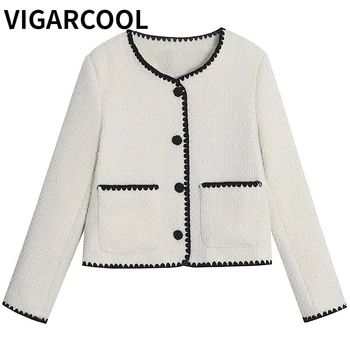 Белое маленькое ароматное пальто для женщин весной и осенью 2023 года в новом французском стиле famous lady high sense small short top