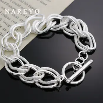 Браслеты-цепочки из стерлингового серебра Nareyo 925 пробы с двойным скручиванием для женщин, модные вечерние свадебные украшения, подарки для пары