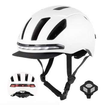 Велосипедный шлем со светодиодным указателем поворота, Дышащий интеллектуальный защитный шлем, водонепроницаемый с передней и задней подсветкой Для мужчин, Женский шлем