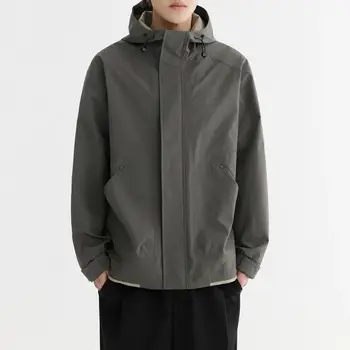 Весенняя мужская куртка-ветровка, легкие модные уличные водонепроницаемые длинные куртки с капюшоном, мужской ветрозащитный повседневный тренч U207