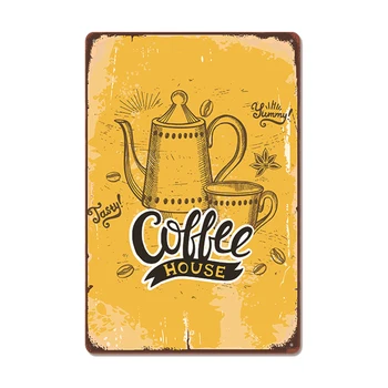 Винтажная табличка со свежим кофе, металлическая жестяная вывеска, ретро плакат с напитком, наклейки на стены для кафе, магазина, ресторана, домашнего декора комнаты