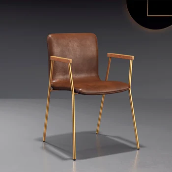 Винтажные минималистичные обеденные стулья с роскошными золотыми ножками, Дизайнерские удобные стулья, модный подлокотник, салон Fauteuil, товары для помещений