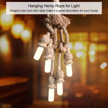 Винтажный подвесной светильник с 5 головками, основание лампы из пеньковой веревки, держатель для лампы, подвесной светильник в стиле ретро, Основание E27 для потолка