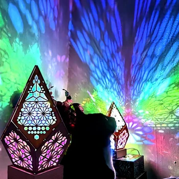 Деревянная светодиодная проекционная лампа с разноцветным бриллиантом, многоцелевой торшер Polar Star, ночник, светильники для декоративно-прикладного искусства в богемном стиле