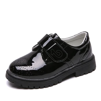 Детская кожаная обувь для мальчиков, обувь для вечеринок, кроссовки на резиновой подошве, большие детские модные кроссовки, размер 26-39, черный