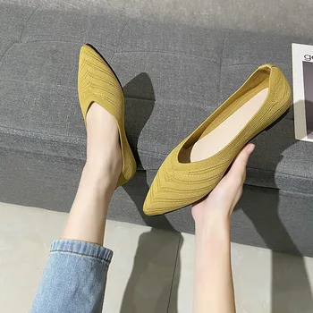 Женская обувь 2023 Новые женские сетчатые дышащие туфли на плоской подошве Женские удобные туфли на плоской подошве с мелким острым носком Sapatos Casuais