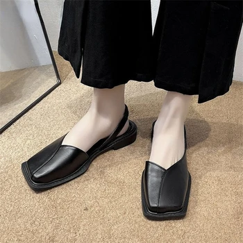 Женская обувь 2023, повседневная и удобная женская обувь на высоком каблуке, летняя черная женская обувь на высоком каблуке с квадратным носком, женская chaussure femme