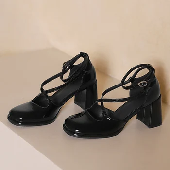 Женская обувь Mary Janes на высоком каблуке, туфли-лодочки на толстой платформе в стиле Лолиты, Новые летние Босоножки 2022 года, Модная женская обувь в стиле ретро, Zapatos для вечеринок