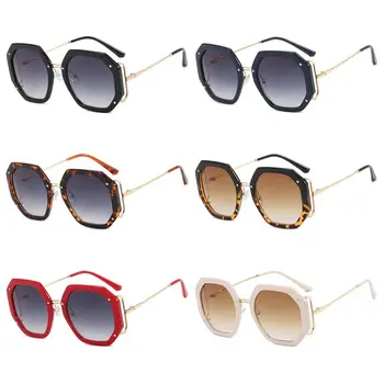 Женские винтажные металлические Многоугольные солнцезащитные очки, Мужские солнцезащитные очки с защитой от ультрафиолета, Очки для вождения автомобиля, Велосипедные очки