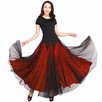 Женские юбки для современных бальных танцев, танцевальное платье с широкой юбкой-качалкой для танго и вальса Tanji Dance 2023