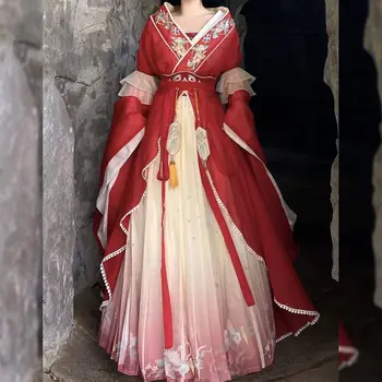 Женское платье Hanfu, древнекитайский традиционный наряд Hanfu, Женский Карнавальный костюм для косплея, танцевальное платье Hanfu, фиолетовые и красные комплекты