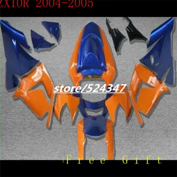 Комплект обтекателей для KAWASAKI NINJA ZX10R 04-05 ZX 10R 04 05 Оранжевый, синий ZX-10R 10 R 2004 2005 комплекты обтекателей