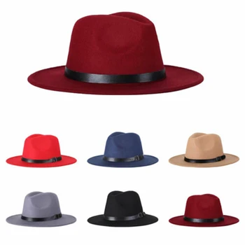 Мода 2019, мужская джентльменская кепка-купол с плоскими глазами, Широкие поля, Уличная повседневная кепка С поясом, Шерстяная шляпа Унисекс, Сомбреро