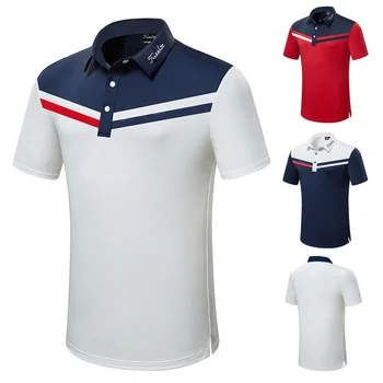 Мужская рубашка для гольфа, летняя спортивная одежда для гольфа, быстросохнущая дышащая рубашка-поло с коротким рукавом для мужчин, рубашки для гольфа